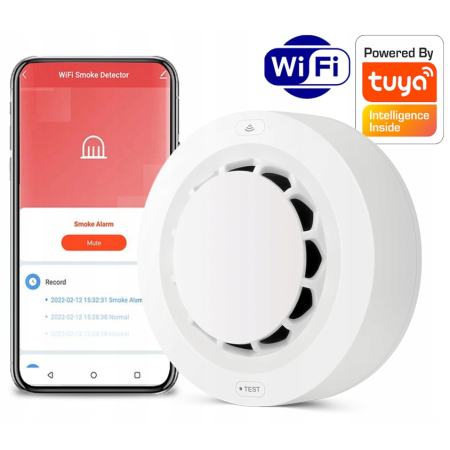 Czujnik Detektor Dymu z pomiarem temperatury i wilgotności WiFi TUYA Smart
