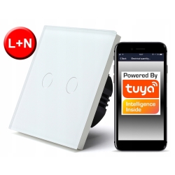 Włącznik Dotykowy WiFi TUYA 2obw. biały # L+N