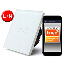 Włącznik Dotykowy WiFi TUYA 3obw. biały # L+N