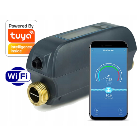 RTX Licznik wody użytkowej sterowany TUYA WiFi #Pomiar Miernik Zawór kulowy