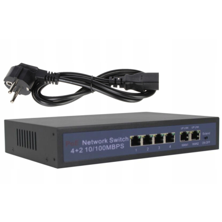 Switch RTX 4 porty PoE do 250m + 2porty Uplink