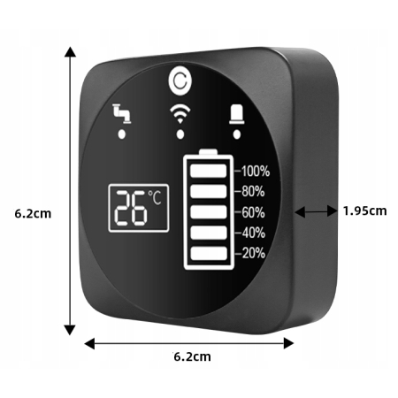 RTX Miernik czujnik poziomu wody cieczy z wyświetlaczem LED WiFi TUYA Smart