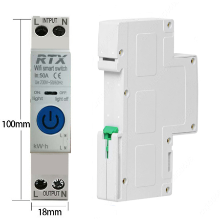 Przekaźnik Sterownik TUYA 40A DIN WiFi POMIAR ENER