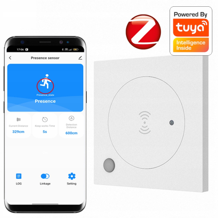 RTX Czujnik mikrofalowy sensor obecności ZigBee TUYA Smart 230V ścienny
