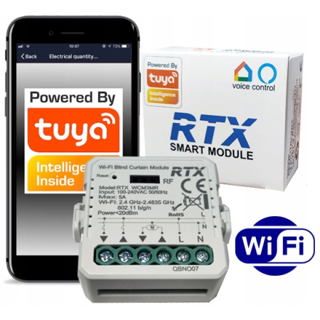 RTX Moduł Sterownik Rolet Żaluzjii Fasadowych Regulacja Kąta TUYA WiFi + RF