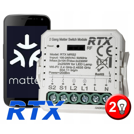 Sterownik Przekaźnik 2 kan. MATTER WiFi HomeKit Google Home Assistant Alexa