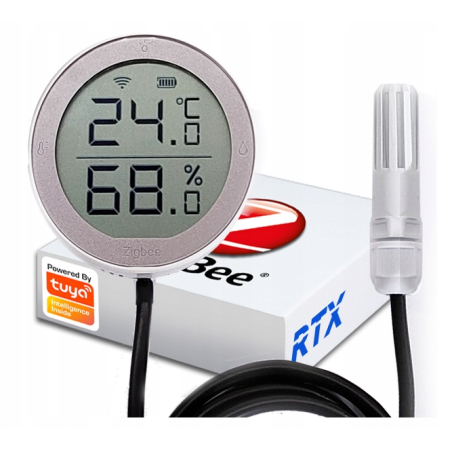 Zewnętrzny czujnik sensor temperatury wilgotności LCD ZigBee TUYA -25 +99°C