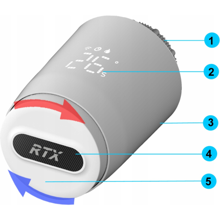 Głowica Termostatyczna RTX ZRT4 Termostat do grzejnika ZigBee TUYA Smart