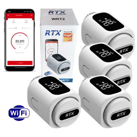 Zestaw 4x Głowica Termostatyczna RTX Termostat do grzejnika WiFi TUYA Smart