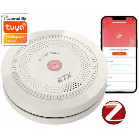 Czujnik Detektor Sensor Dymu RTX TUYA ZigBee #CERTYFIKAT DBI CE EN DoP CoCP