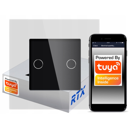 Włącznik Dotykowy CZARNY 2obw. ZigBee TUYA RTX SH