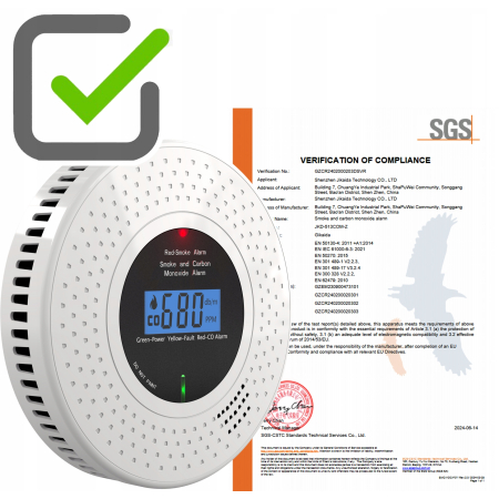 Czujnik Dymu i Czadu 2w1 Detektor Tlenku Węgla CO TUYA ZIGBEE CERTYFIKOWANY