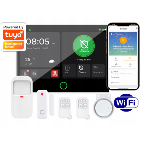 Alarm RTX LCD 7" Bezprzewodowe czujniki Powiadomienie GSM 4G TUYA WiFi PL