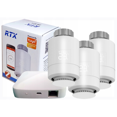 3x Głowica Termostat + Bramka ZigBee LAN TUYA SET3