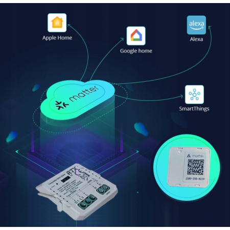 Sterownik Przekaźnik 2 kan. MATTER WiFi HomeKit Google Home Assistant Alexa