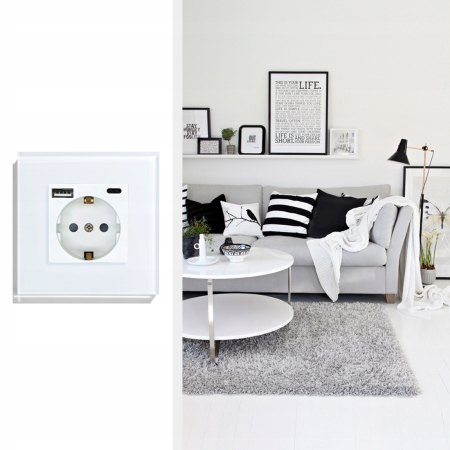 Gniazdko wkład 230V białe FastCharge USB AC RTX SH