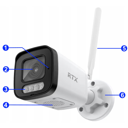 Kamera RTX IP Zewnętrzna 5MPx Tuya 2-kierunkowe Audio Zapis SD do 256GB