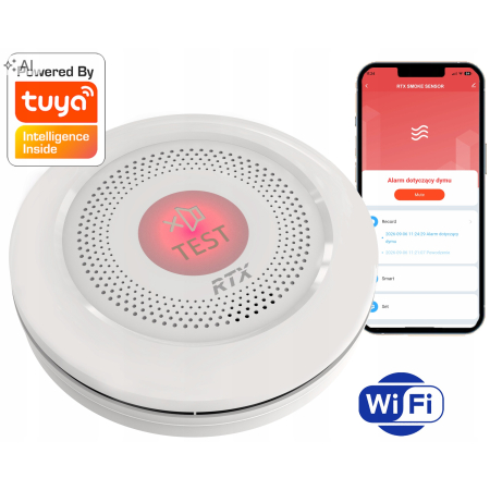 Czujnik Detektor Sensor Dymu RTX TUYA WiFi #CERTYFIKATY DBI CE EN DoP CoCP