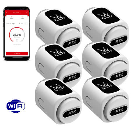 Zestaw 6x Głowica Termostatyczna RTX Termostat do grzejnika WiFi TUYA Smart