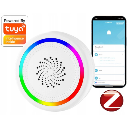 Syrena ZIGBEE TUYA Sygnalizator funkcyjny RTX #Własne komunikaty i melodie
