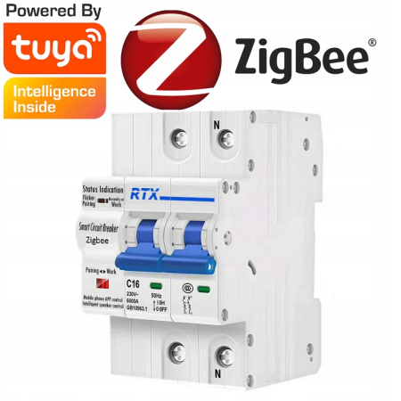 Bezpiecznik sterowany 2x 16A ZigBee TUYA Pomiar En