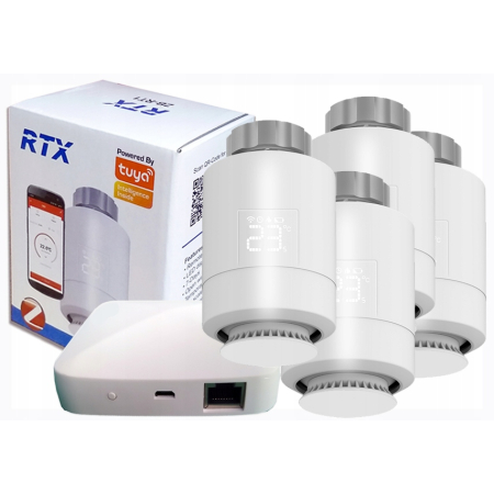4x Głowica Termostat + Bramka ZigBee LAN TUYA SET4