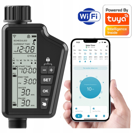 RTX Zawór Nawadniania Podlewania Ogrodu Tuya WiFi # Wyświetlacz LCD