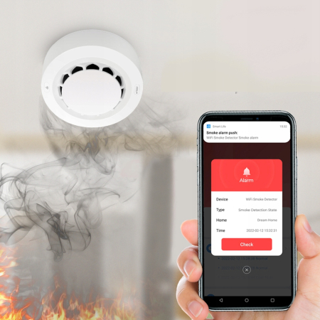 Czujnik Detektor Sensor Fotoelektryczny Dymu ZigBee TUYA Smart