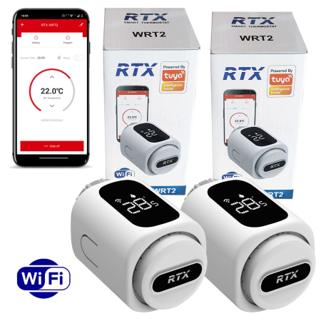Zestaw 2x Głowica Termostatyczna RTX Termostat do grzejnika WiFi TUYA Smart
