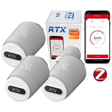 3x Głowica Termostatyczna RTX ZRT4 Termostat do grzejnika ZigBee TUYA Smart