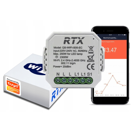TUYA Przekaźnik sterowany WiFi POMIAR ENERGII