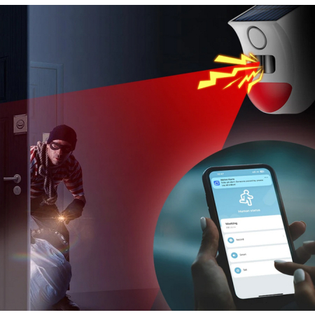 RTX Syrena Alarmowa Zewnętrzna z PIR Solar Aku Pilot ZigBee TUYA