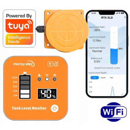 RTX Miernik czujnik poziomu wody cieczy z wyświetlaczem WiFi TUYA Smart