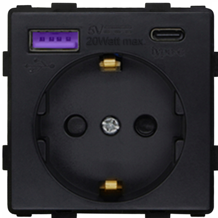 Gniazdko wkład 230V czarn FastCharge USB AC RTX SH