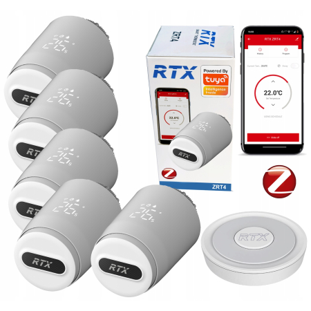 5x Głowica Termostatyczna RTX Termostat ZigBee TUYA Smart #Bramka GRATIS