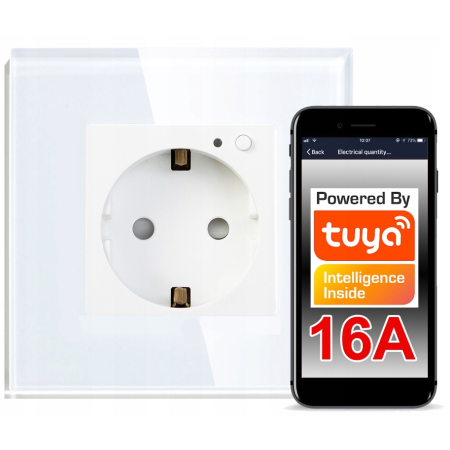 Gniazdko ścienne szkło 16A WiFi TUYA RTX Pomiar En