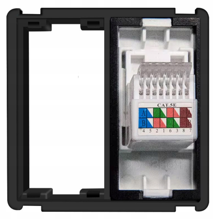 Gniazdko ścienne LAN moduł RJ45 system RTX SH czarne
