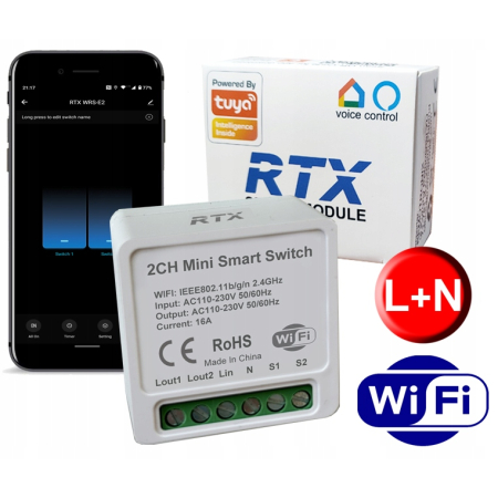 Moduł Przekażnik Światła Sterownik Oświetlenia 2OB. WiFi TUYA Smart RTX Eco