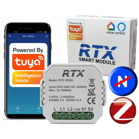 Przekaźnik Dopuszkowy 2ob Zigbee Tuya Działa Bez N