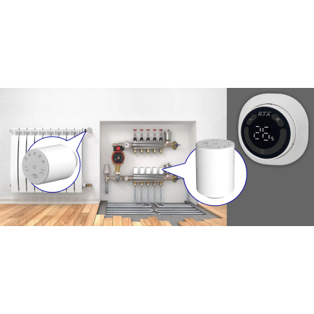 Głowica Termostat RTX do Grzejnika i Podłogówki +Zdalny Czujnik ZigBee TUYA